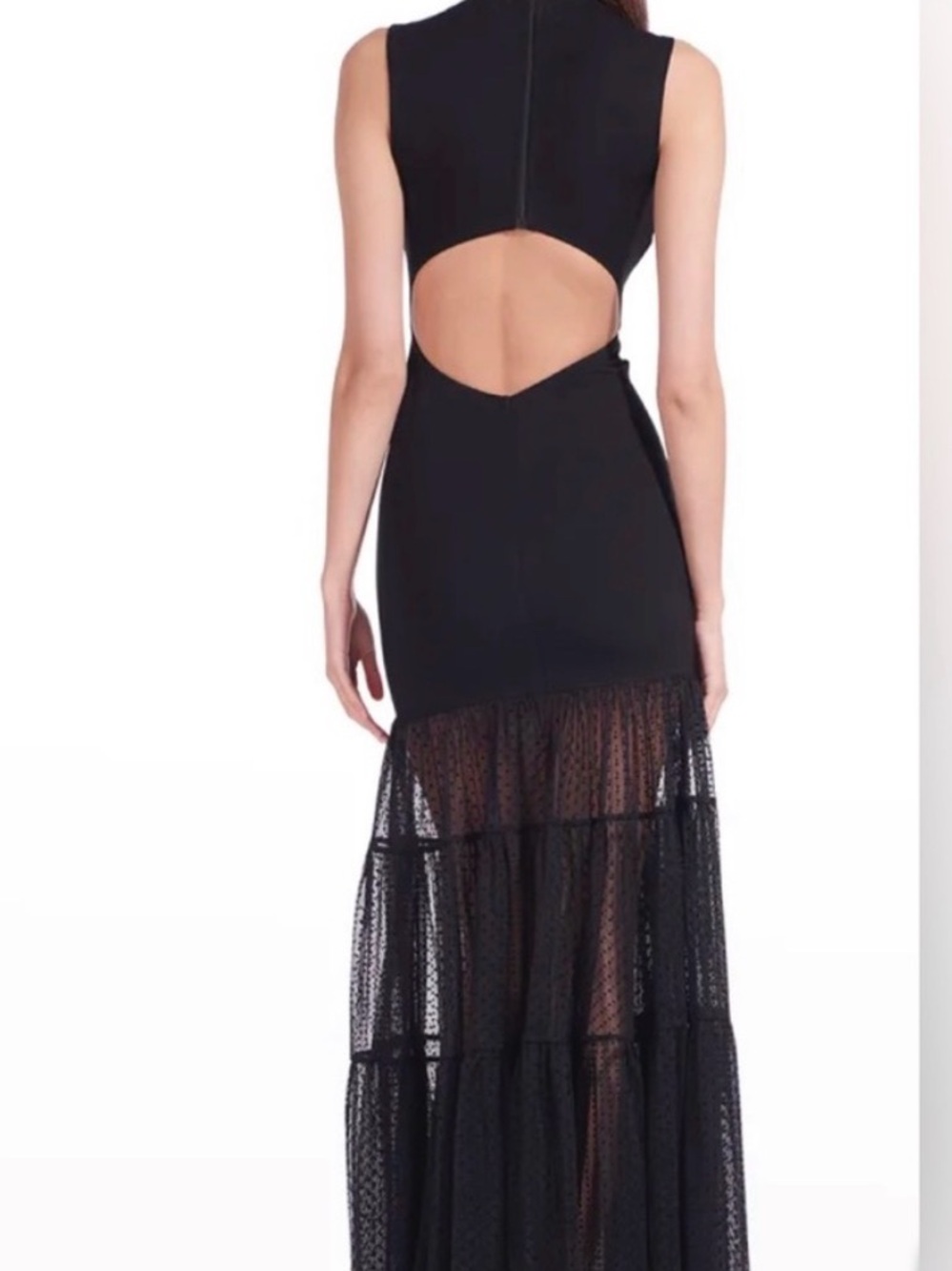 STAUD Black Sleeveless Maxi Dress with Lace Hem - Picture 2 of 10